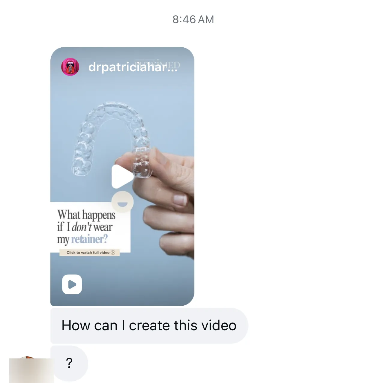 Instagram message: “How can I create this video”