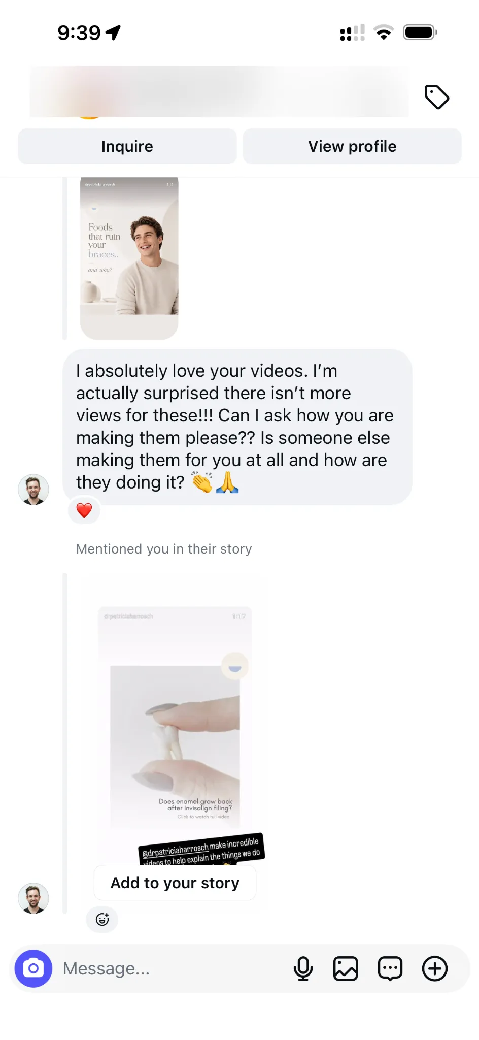 Instagram message: “I absolutely love your videos. I'm actually surprised there isn't more views for these!!! Can I ask how you are making them please?? Is someone else making them for you at all and how are they doing it?”